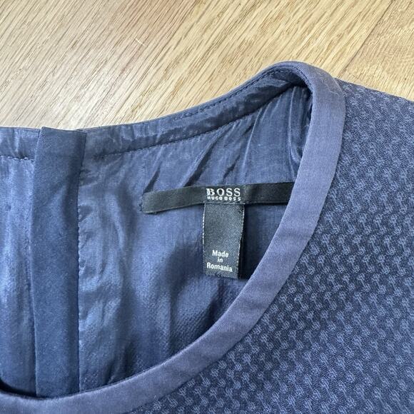 BOSS Hugo Boss $398 Virgin Wool Sheath Dress Womens 0 Navy Blue Career Cocktail - Picture 4 of 9